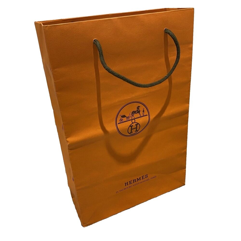 Hermes Paper Empty Shopping Bag Orange 11x16.5x4”